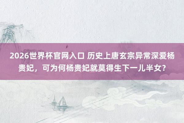 2026世界杯官网入口 历史上唐玄宗异常深爱杨贵妃,可为何杨贵妃就莫得生下一儿半女?