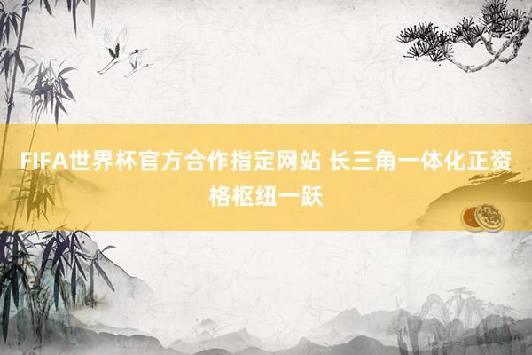 FIFA世界杯官方合作指定网站 长三角一体化正资格枢纽一跃