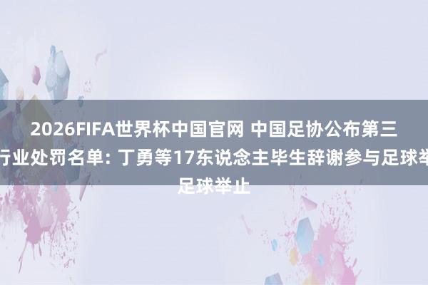2026FIFA世界杯中国官网 中国足协公布第三批行业处罚名单: 丁勇等17东说念主毕生辞谢参与足球举止