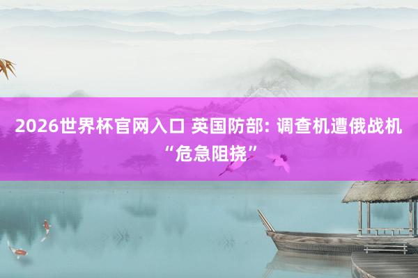 2026世界杯官网入口 英国防部: 调查机遭俄战机“危急阻挠”