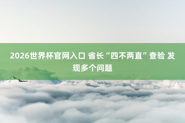 2026世界杯官网入口 省长“四不两直”查验 发现多个问题
