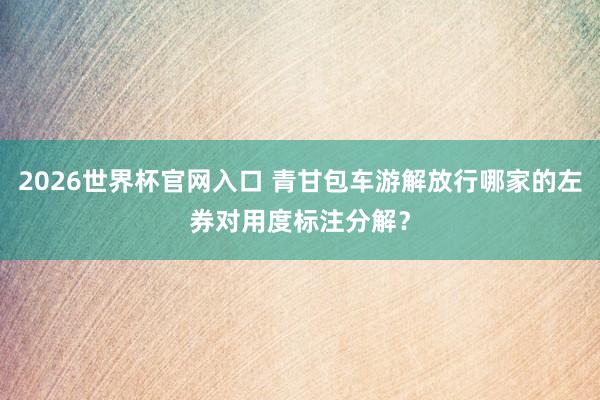 2026世界杯官网入口 青甘包车游解放行哪家的左券对用度标注分解？