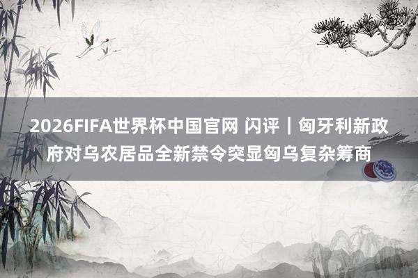 2026FIFA世界杯中国官网 闪评|匈牙利新政府对乌农居品全新禁令突显匈乌复杂筹商