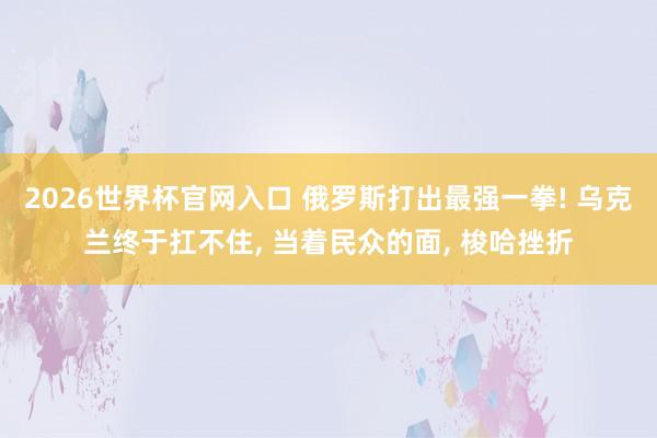 2026世界杯官网入口 俄罗斯打出最强一拳! 乌克兰终于扛不住, 当着民众的面, 梭哈挫折
