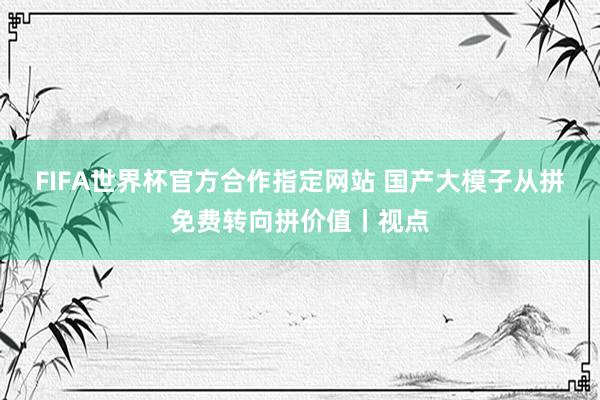 FIFA世界杯官方合作指定网站 国产大模子从拼免费转向拼价值丨视点