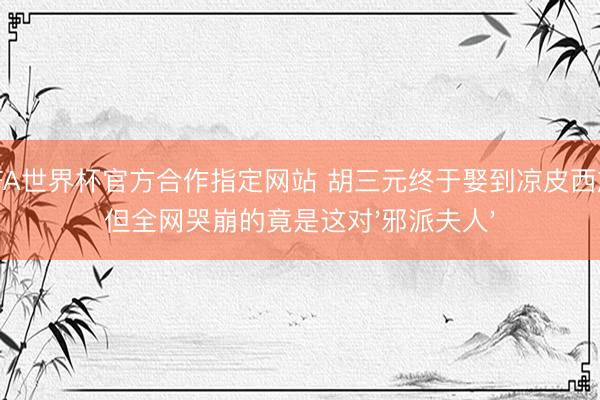 FIFA世界杯官方合作指定网站 胡三元终于娶到凉皮西施!但全网哭崩的竟是这对'邪派夫人'