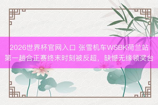 2026世界杯官网入口 张雪机车WSBK荷兰站第一趟合正赛终末时刻被反超,缺憾无缘领奖台