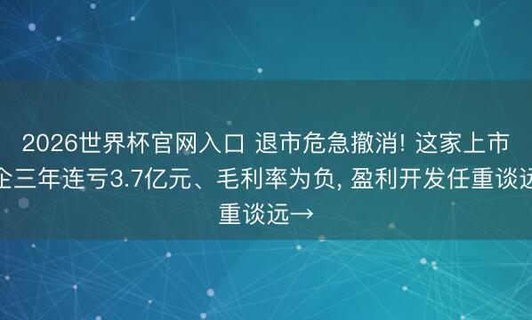 2026世界杯官网入口 退市危急撤消! 这家上市川企三年连亏3.7亿元、毛利率为负， 盈利开发任重谈远→