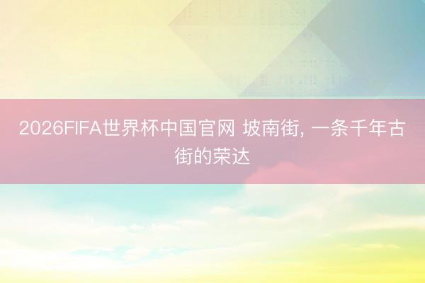 2026FIFA世界杯中国官网 坡南街， 一条千年古街的荣达