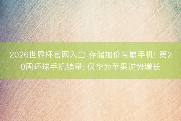 2026世界杯官网入口 存储加价带崩手机! 第20周环球手机销量: 仅华为苹果逆势增长